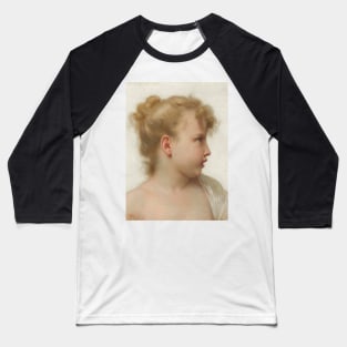 Etude; Tete de Petite Fille (Visage de Profil) by William-Adolphe Bouguereau Baseball T-Shirt